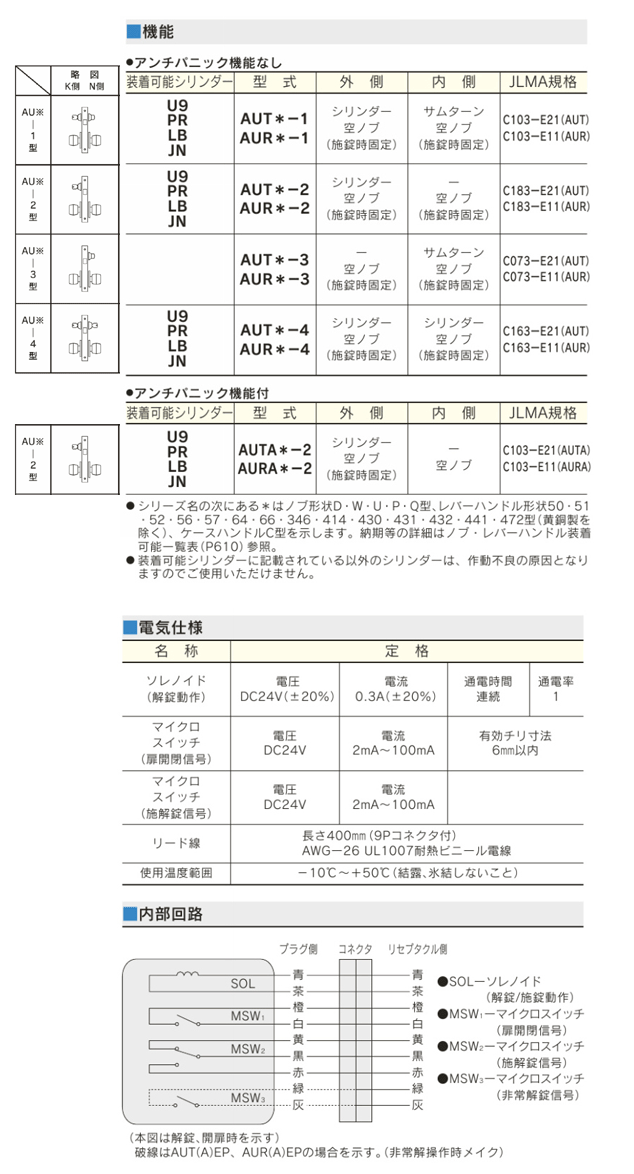 【待望★】 MIWA AUT50-1型 電気錠 通用口 非常口用電気錠 キーランク asakusa.sub.jp